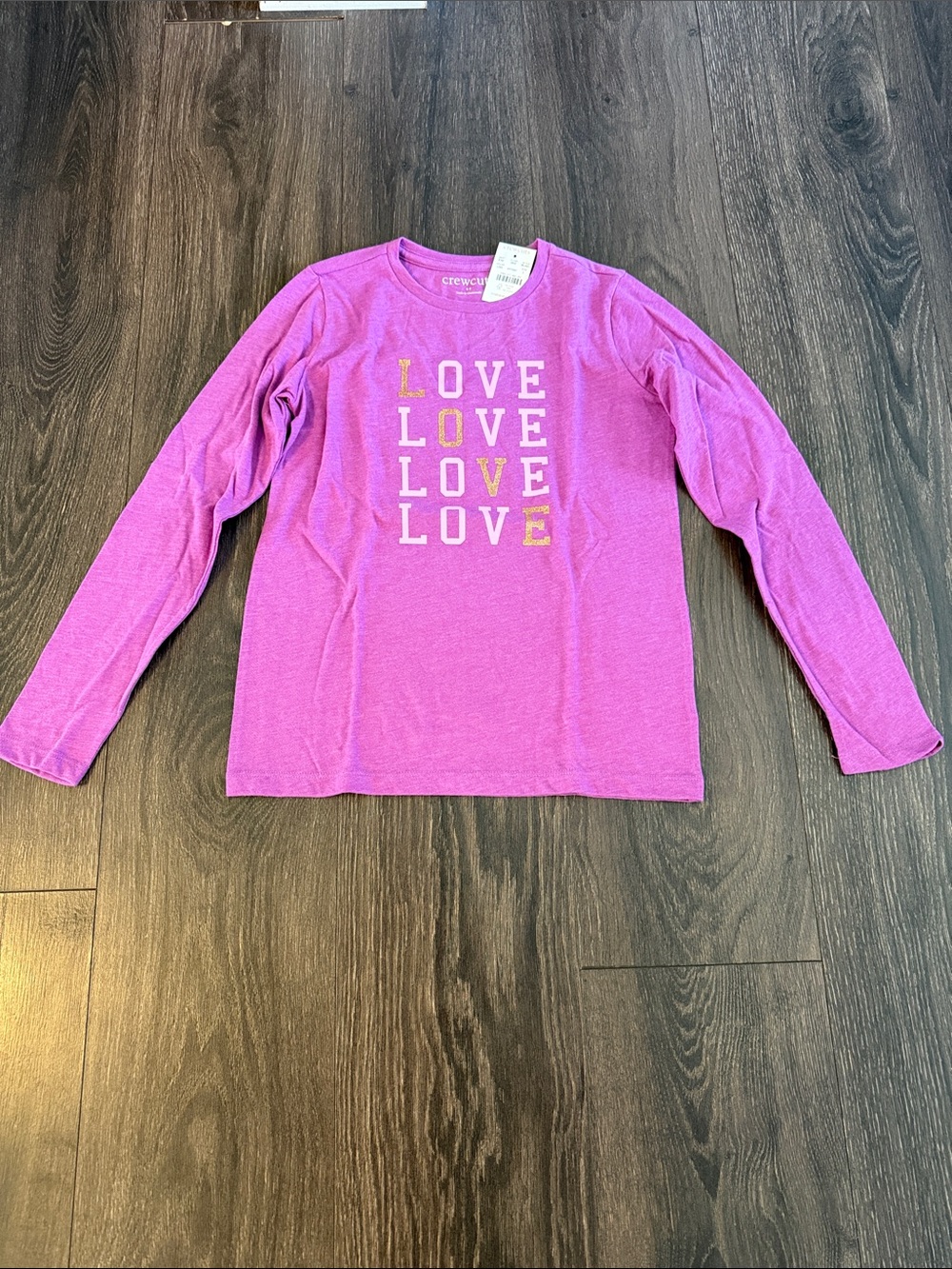 Crewcuts Purple Long-Sleeve Tee with GOLD 'LOVE' Stack